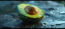 a avocado cut in half