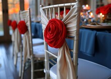 chairs with red flowers on them