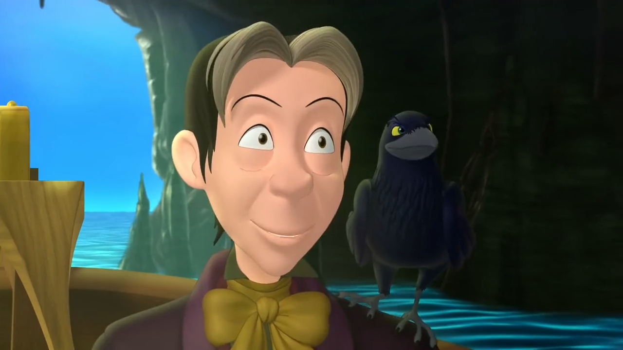 a cartoon of a man and a bird