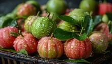 a group of fruit in a basket