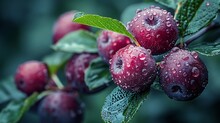 a group of red apples on a tree