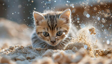 a kitten in the sand