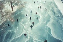 a group of people on ice