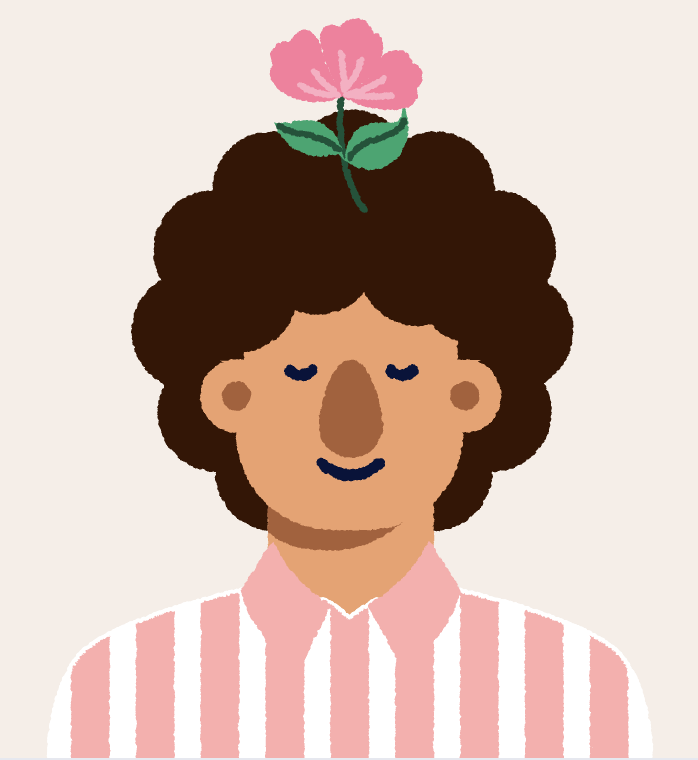 a man with a flower on his head