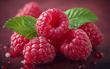 a group of raspberries with leaves