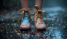 a pair of shoes with sprinkles