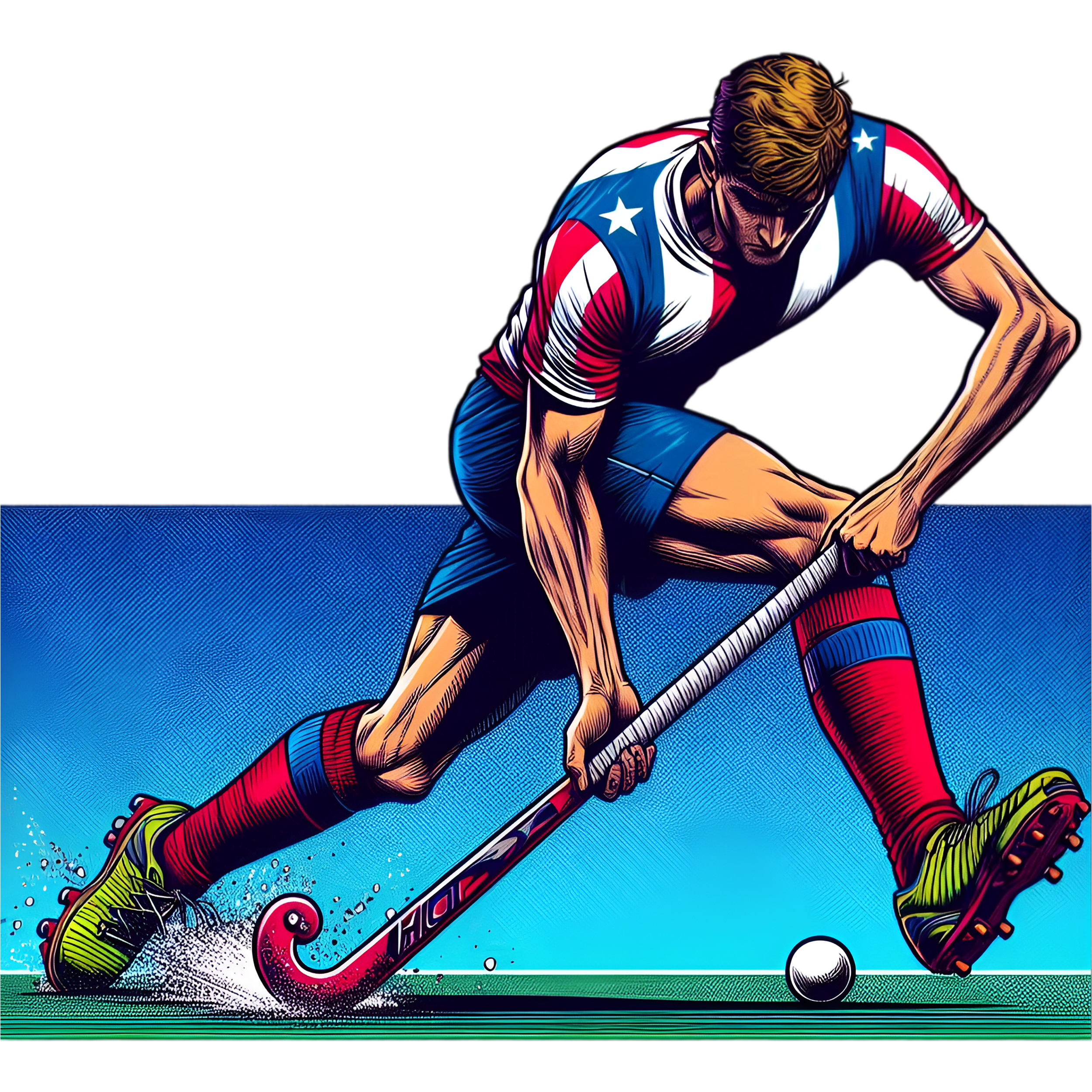 a man playing field hockey