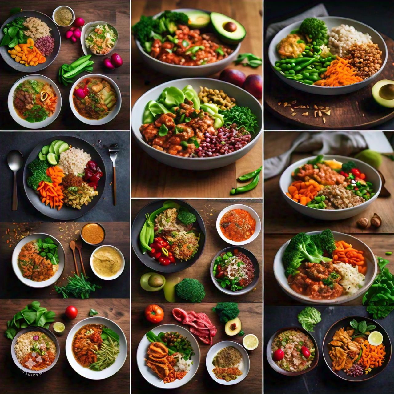 a collage of different bowls of food