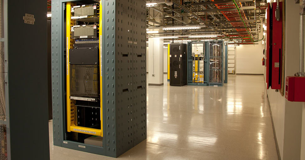 a large room with many shelves