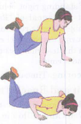a woman doing a push up