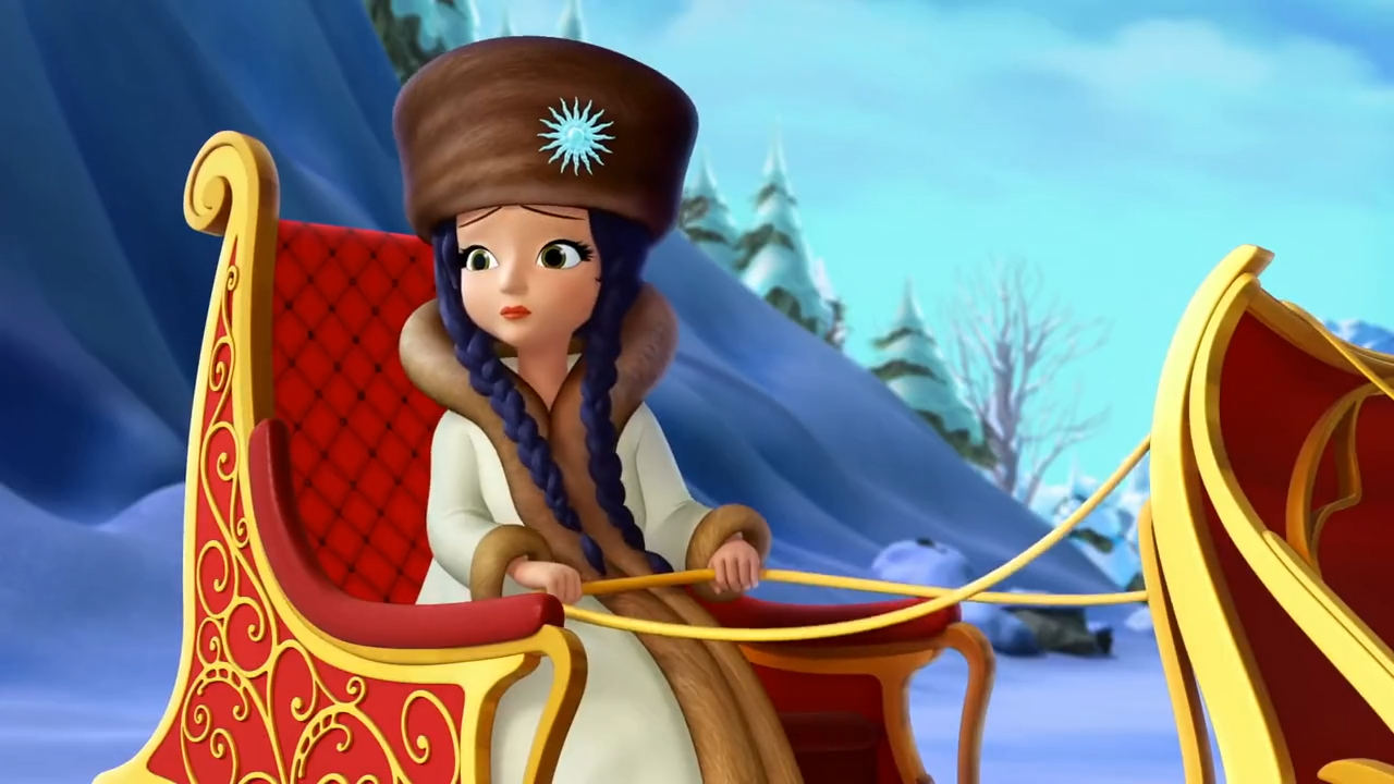 cartoon of a girl in a sleigh