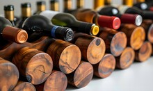 a group of wine bottles on a shelf