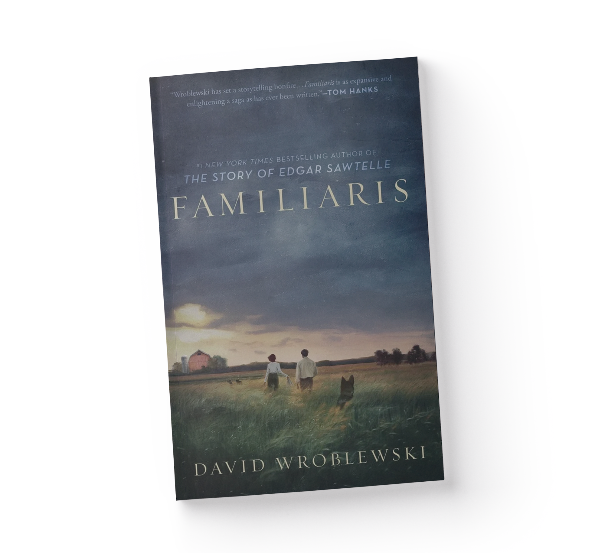 a book cover with two people walking in a field
