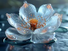 a white flower with orange center