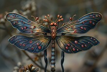 a dragonfly statue with wings