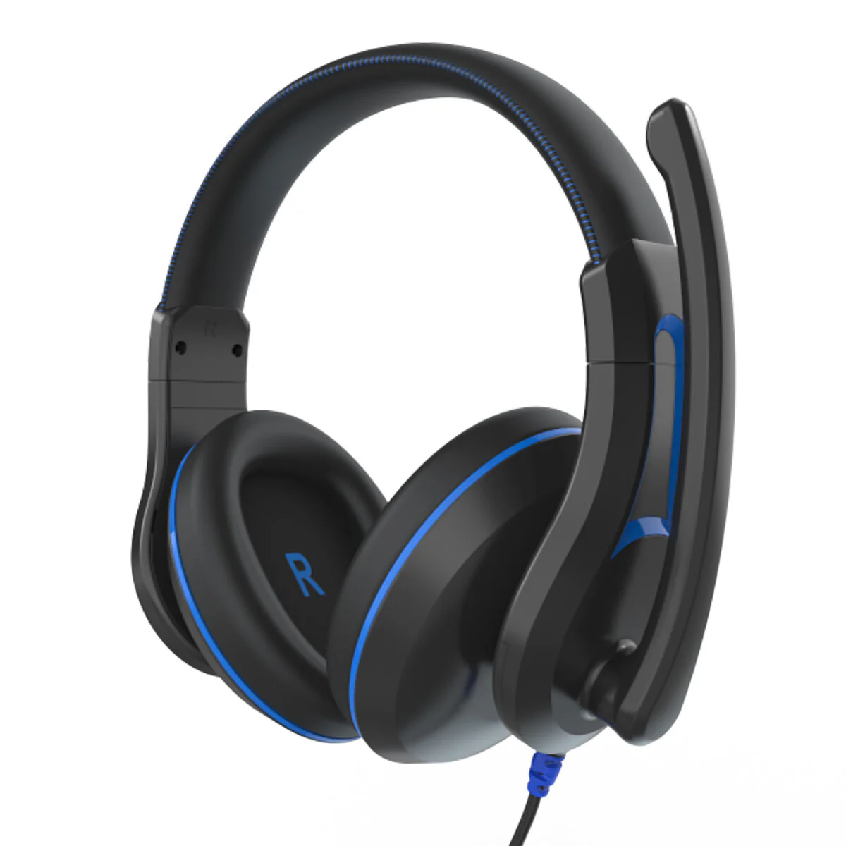 a black and blue headphones