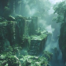 a stone bridge in a forest