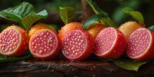 a group of fruit cut in half