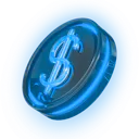 a blue dollar sign on a black background