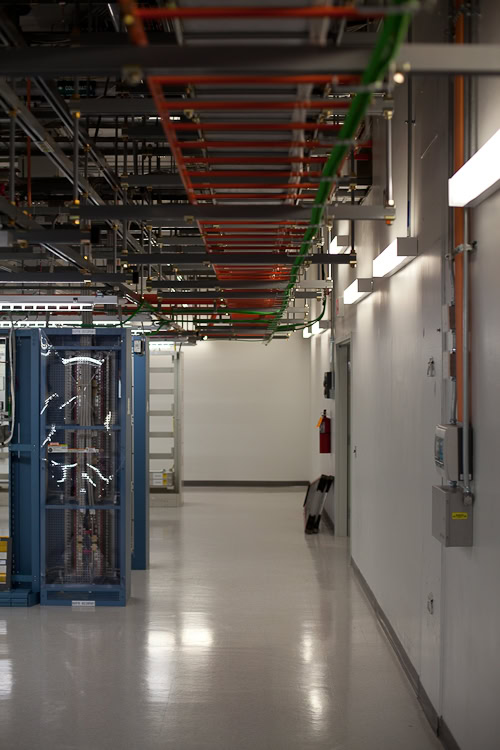 a room with a large metal structure