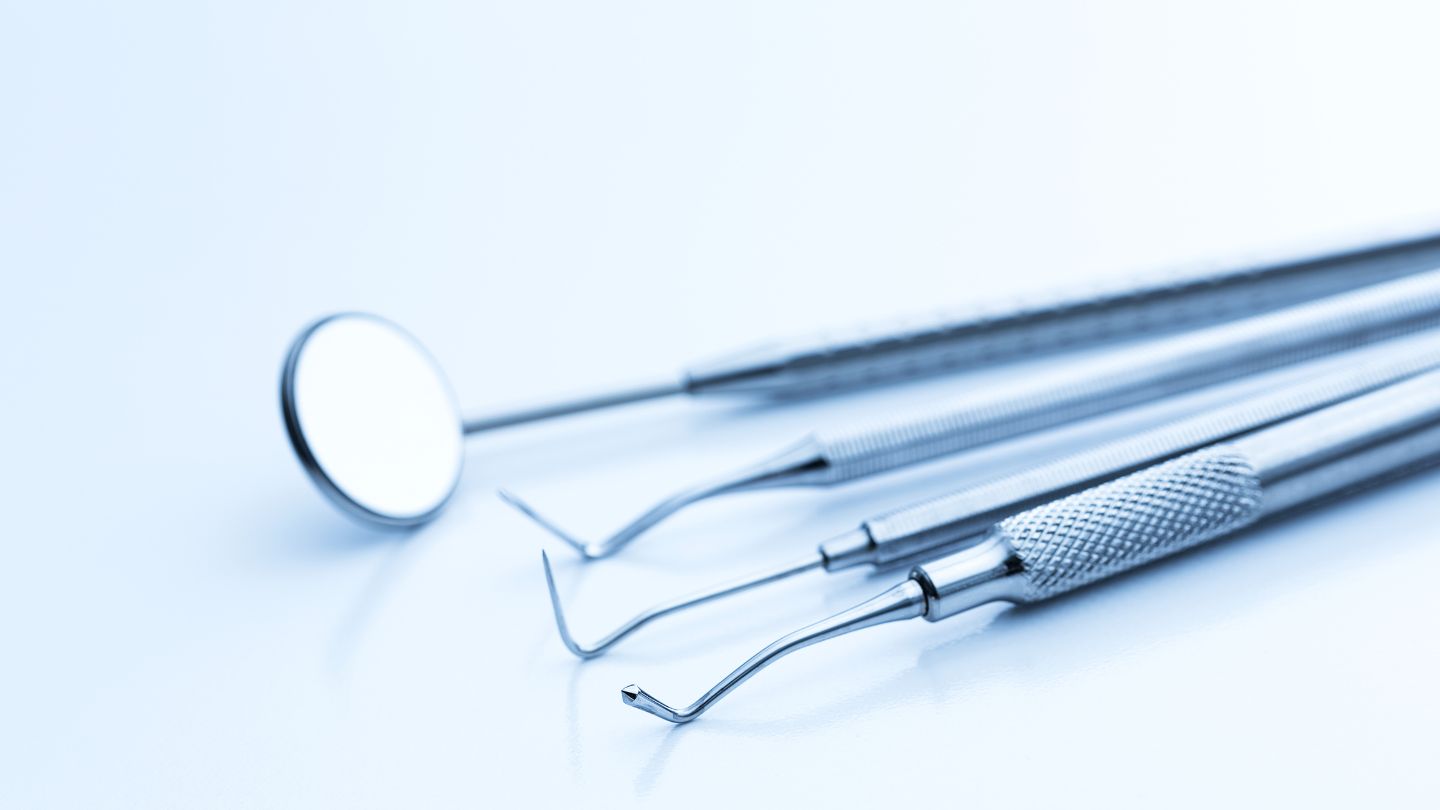 close-up of dental tools