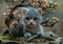 a cat sitting on a tree