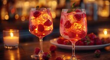 two glasses with fruit in them