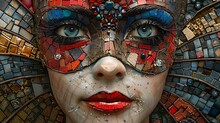 a woman with a mosaic face