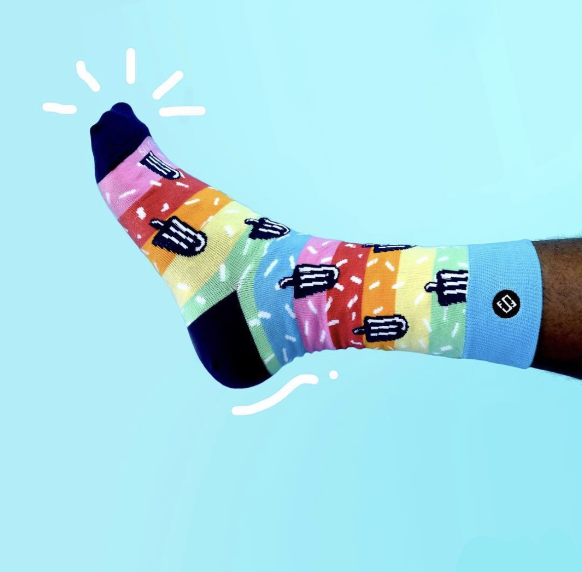 a colorful sock with ice cream on it