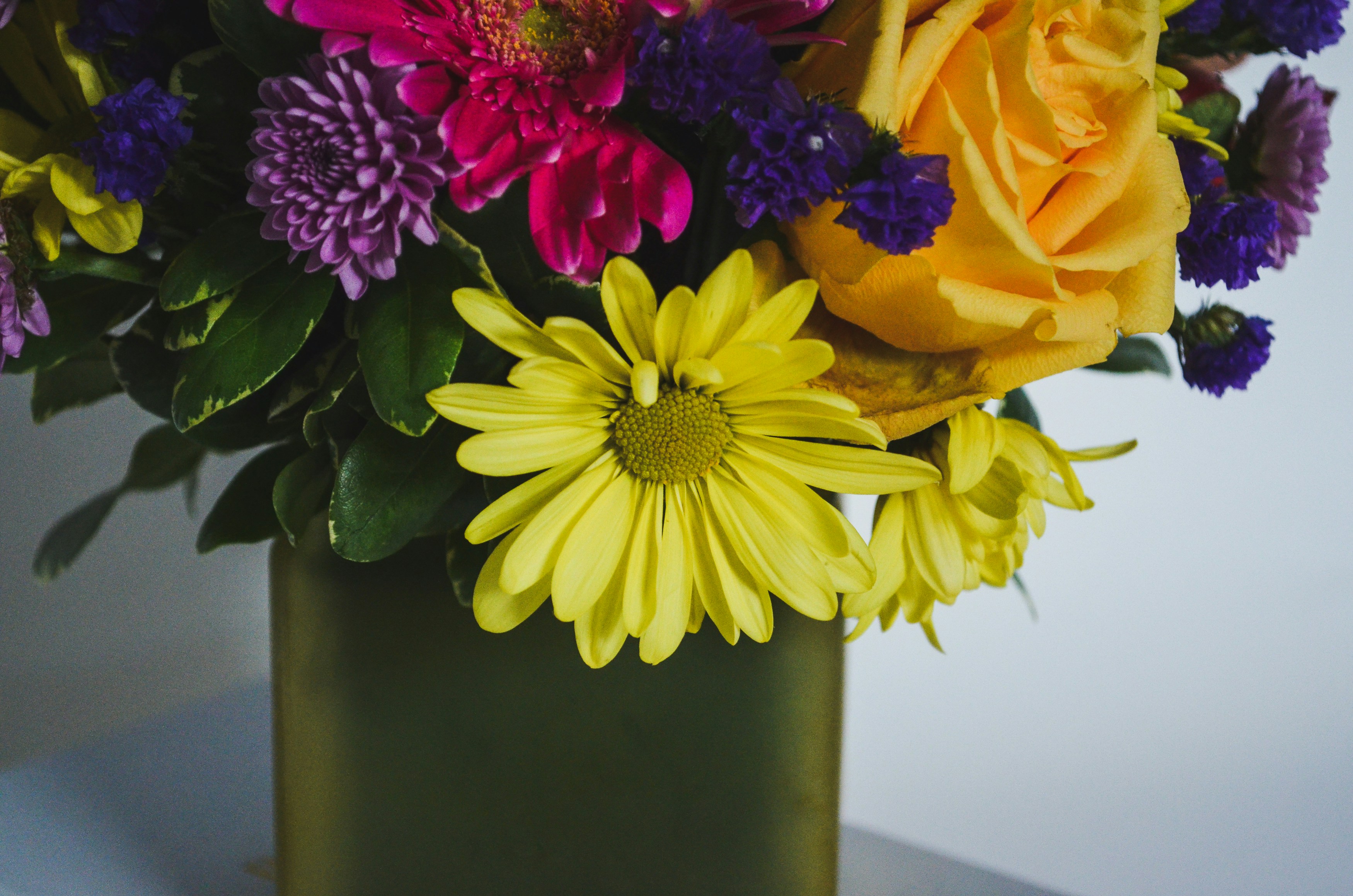 a bouquet of flowers in a vase