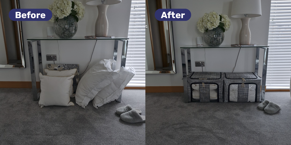 a before and after of a room