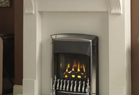 a fireplace with fire in it