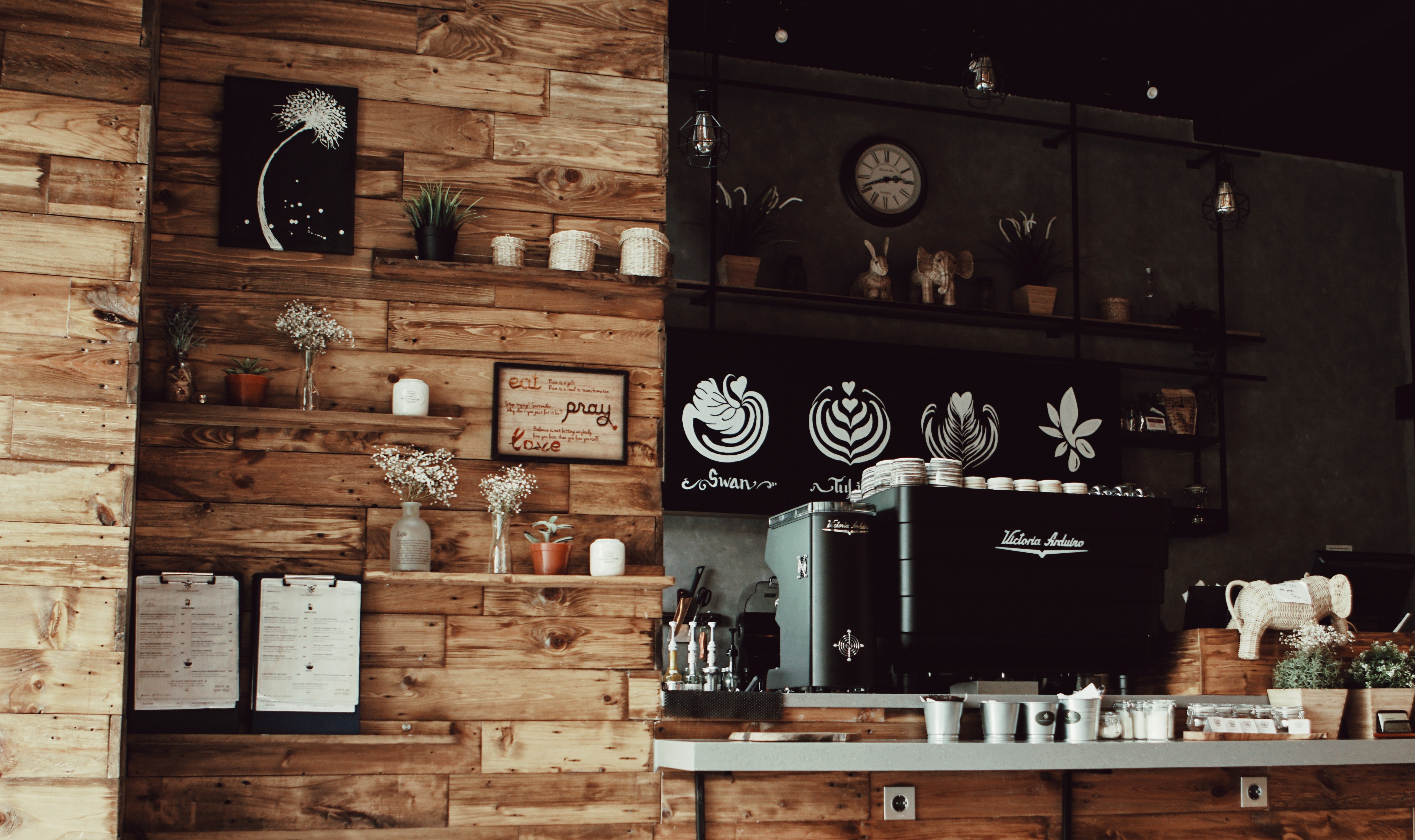 a coffee machine in a coffee shop