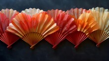 a group of colorful fan shapes