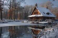 a house with snow on the ground