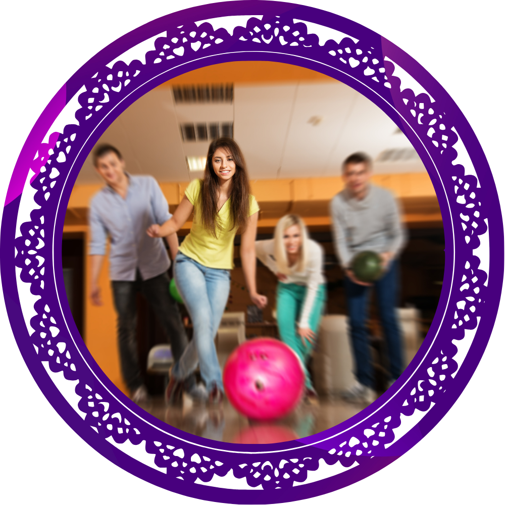 a group of people bowling