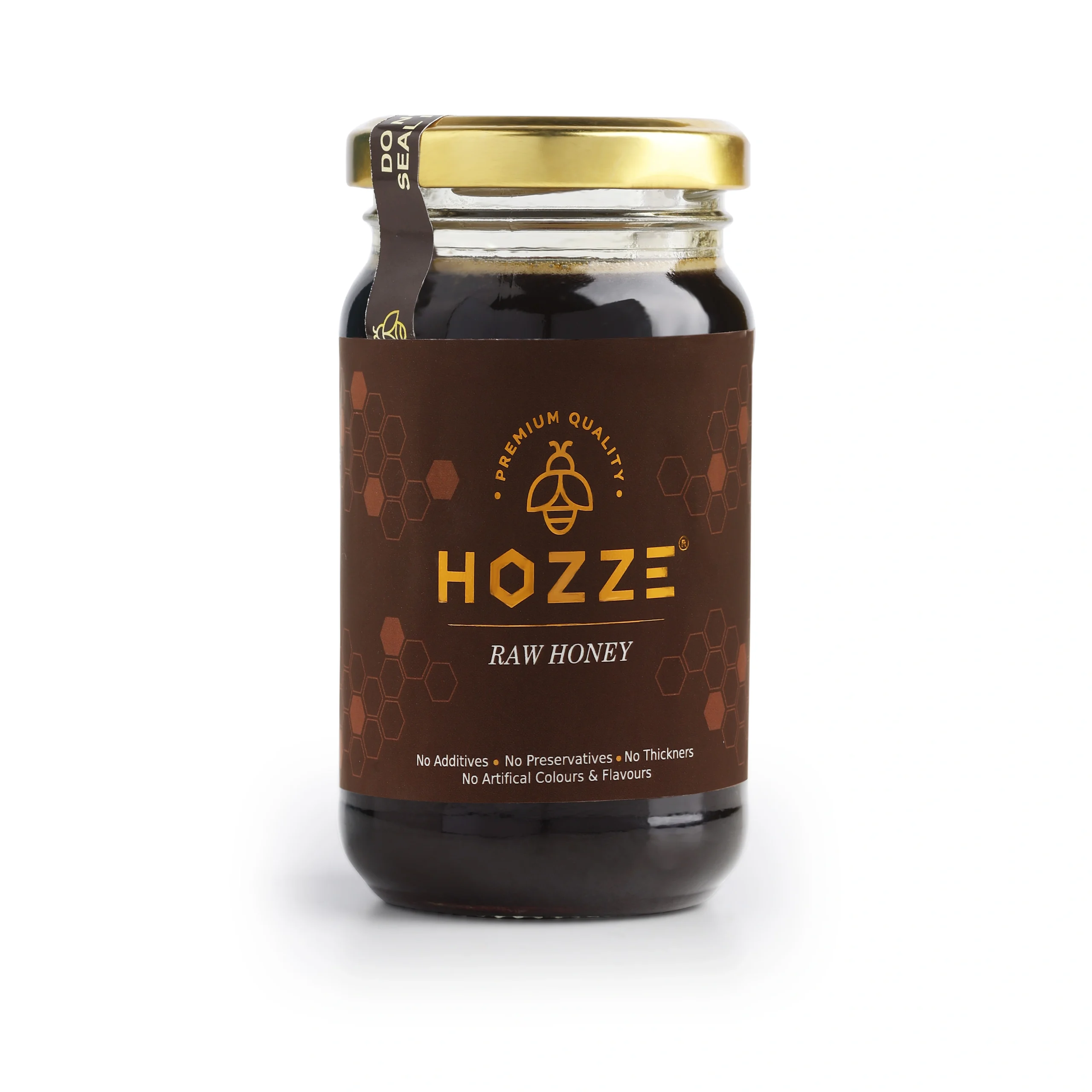 a jar of honey with a label