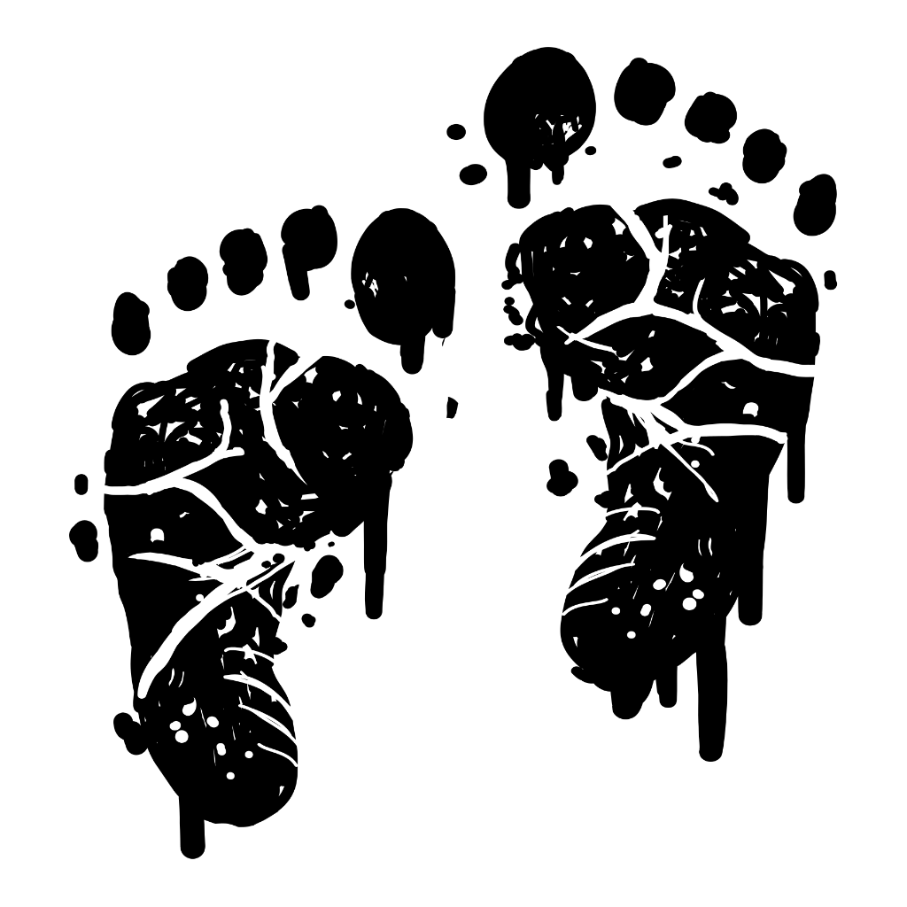 a black footprint with paint on it
