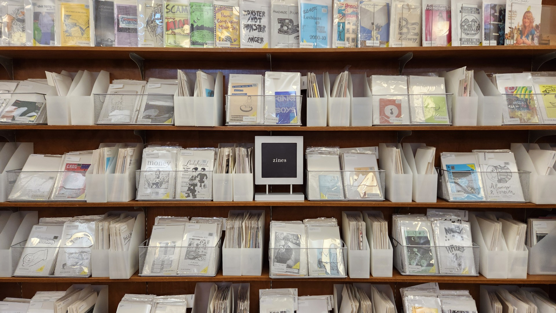 a shelf with many cards and envelopes