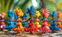 a group of small plastic figurines