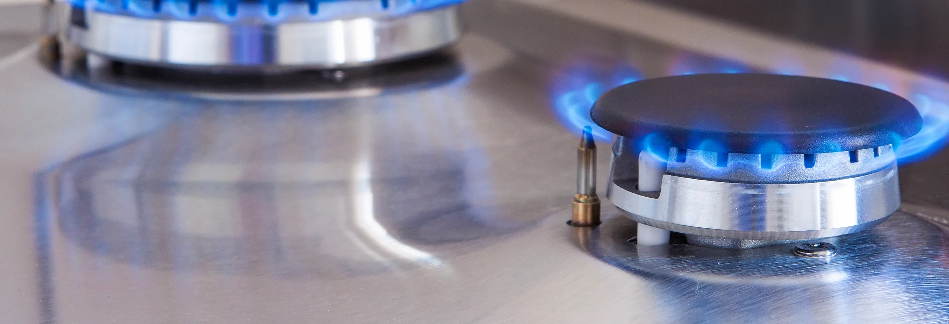 a gas burner with a blue flame