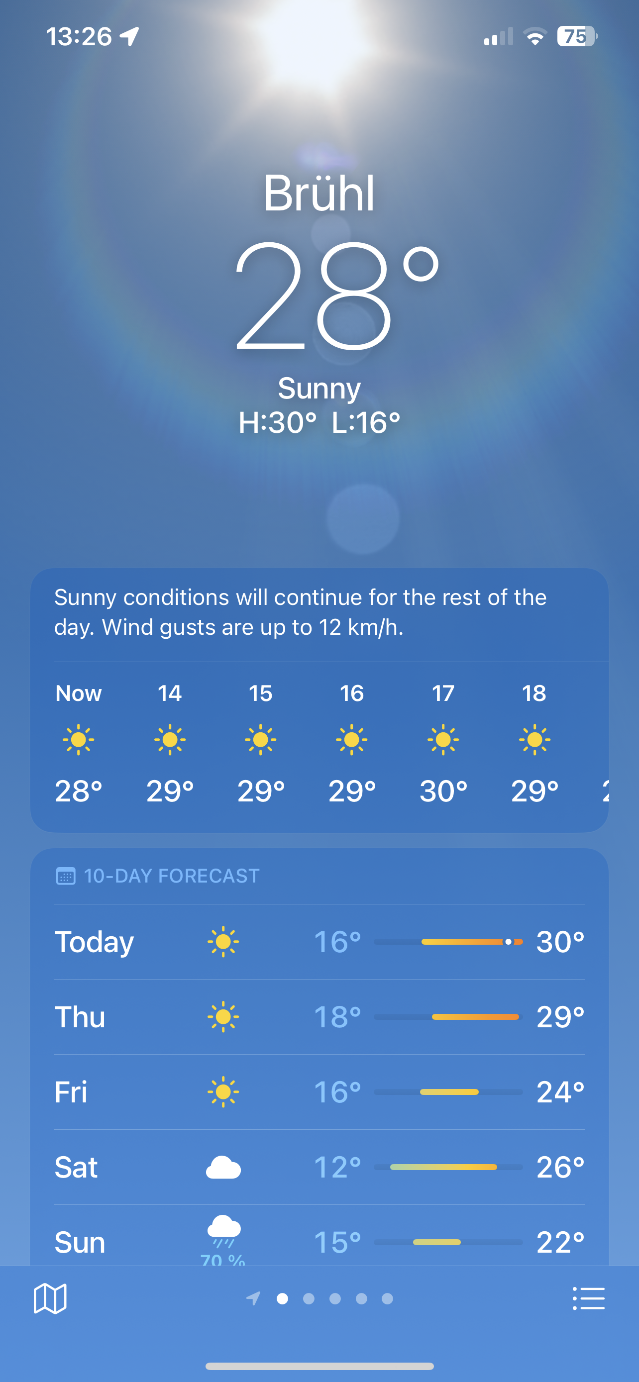 a screenshot of a weather forecast