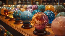 a group of colorful balls on a table