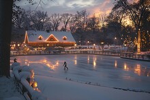 a person skating on a frozen lake