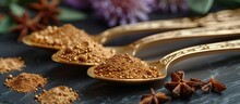 a spoons with brown powder and star anise