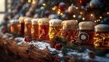 a row of beer glasses