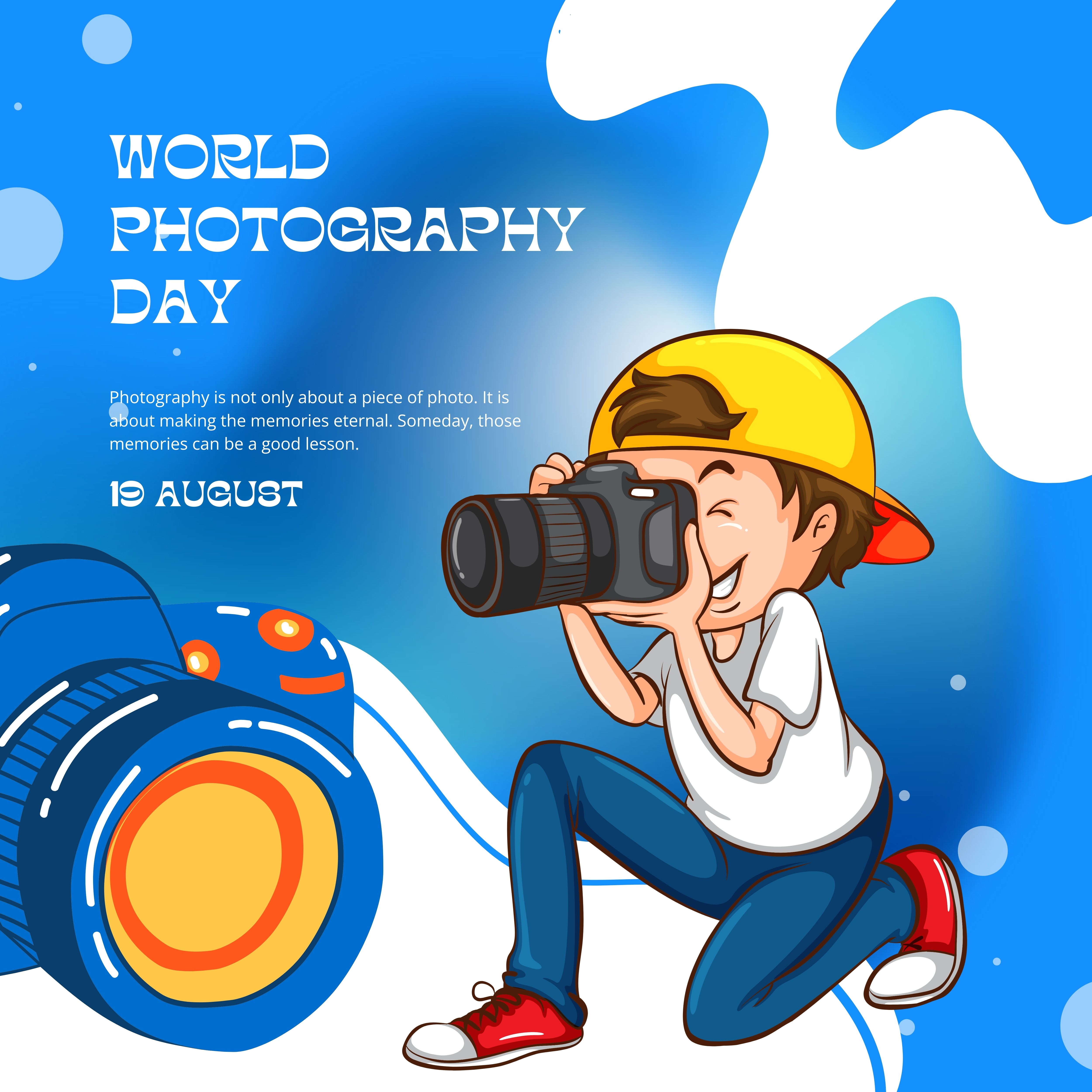 a cartoon of a boy holding a camera