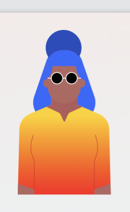 a woman with blue hair and sunglasses