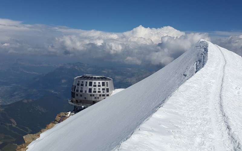 a building on a snowy mountain