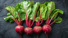 a group of beets with leaves